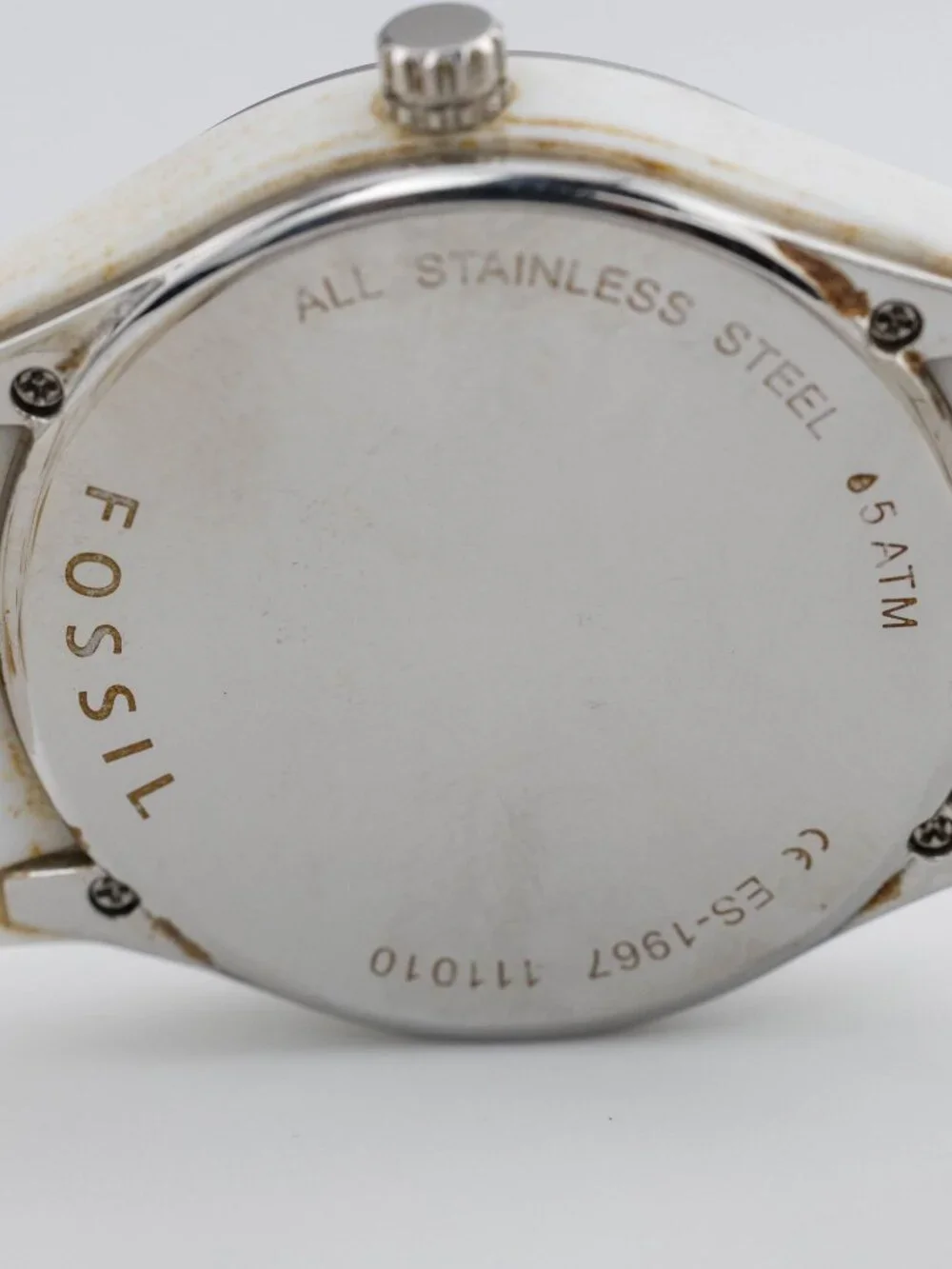 Fossil Stella ES-1967 White Resin Quartz Analog Women's Watch New Battery